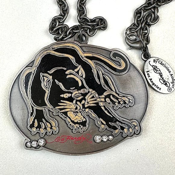 ED HARDY by Christian Audigier / VINTAGE Necklace / Panther Necklace/ Original - Picture 1 of 7